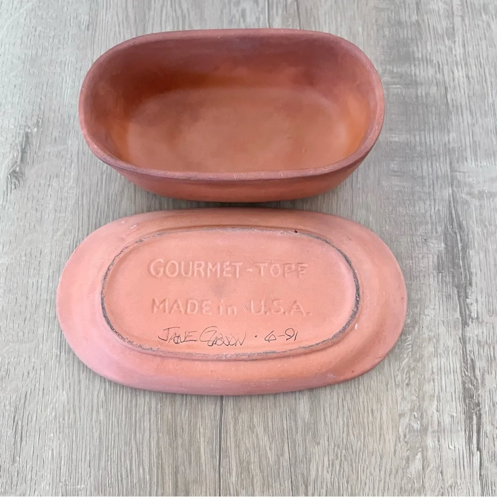 VTG Butter Keeper Dish Tray Lid Gourmet Topf‎ USA 7” Happy Cow Margarine Stick